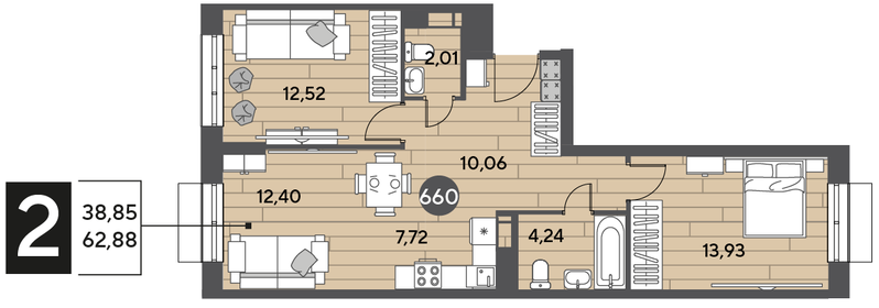 62,6 м², 2-комнатная квартира 8 000 000 ₽ - изображение 87
