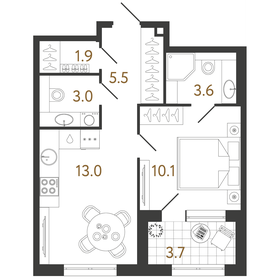46,2 м², 2-комнатная квартира 8 400 000 ₽ - изображение 107