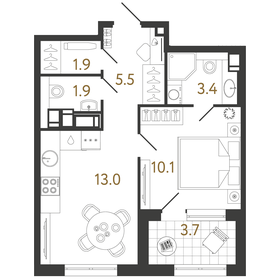 35,9 м², 1-комнатная квартира 12 703 872 ₽ - изображение 17