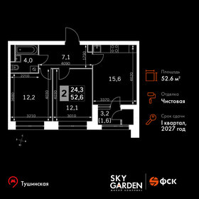 Квартира 52,6 м², 2-комнатная - изображение 1