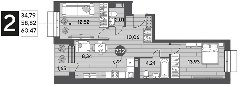 54,4 м², 2-комнатная квартира 9 000 000 ₽ - изображение 95