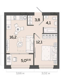 Квартира 36,5 м², 1-комнатная - изображение 1