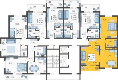 70 м², 3-комнатная квартира 15 960 000 ₽ - изображение 100