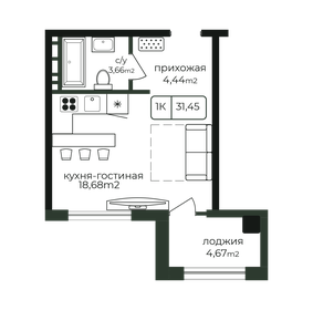 Квартира 31,5 м², студия - изображение 1