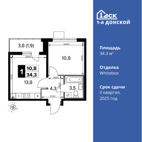 Квартира 34,3 м², 1-комнатная - изображение 1