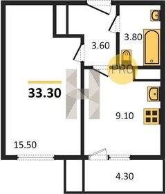 32,6 м², 1-комнатная квартира 3 859 200 ₽ - изображение 7