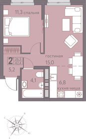 Квартира 42,4 м², 2-комнатная - изображение 1