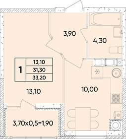 33,5 м², 1-комнатная квартира 4 572 750 ₽ - изображение 24
