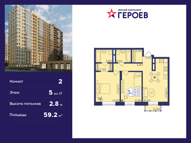 59,7 м², 2-комнатная квартира 10 357 950 ₽ - изображение 27