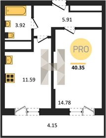 Квартира 40,7 м², 1-комнатная - изображение 1