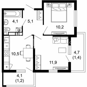 Квартира 44,4 м², 2-комнатная - изображение 1