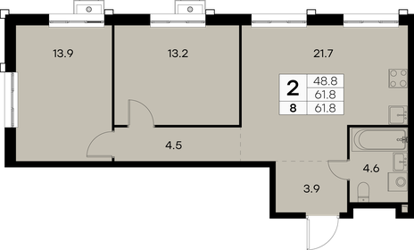 58,5 м², 2-комнатная квартира 13 352 896 ₽ - изображение 11