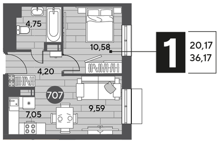 36,2 м², 1-комнатная квартира 6 152 517 ₽ - изображение 19
