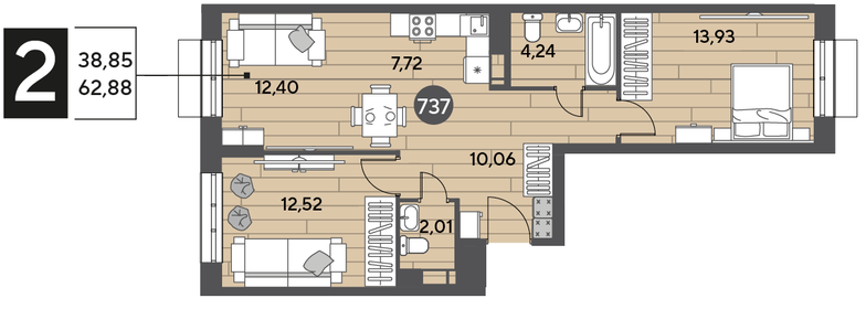 62 м², 2-комнатная квартира 11 000 000 ₽ - изображение 102