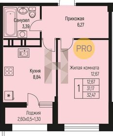 Квартира 32,5 м², 1-комнатная - изображение 1