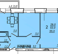 Квартира 55 м², 2-комнатная - изображение 2