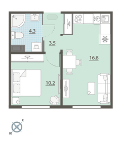 Квартира 34,8 м², 1-комнатная - изображение 1