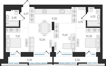 Квартира 70,4 м², 4-комнатная - изображение 1