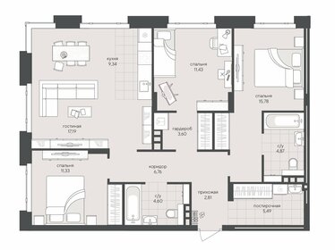 Квартира 93,2 м², 3-комнатная - изображение 1