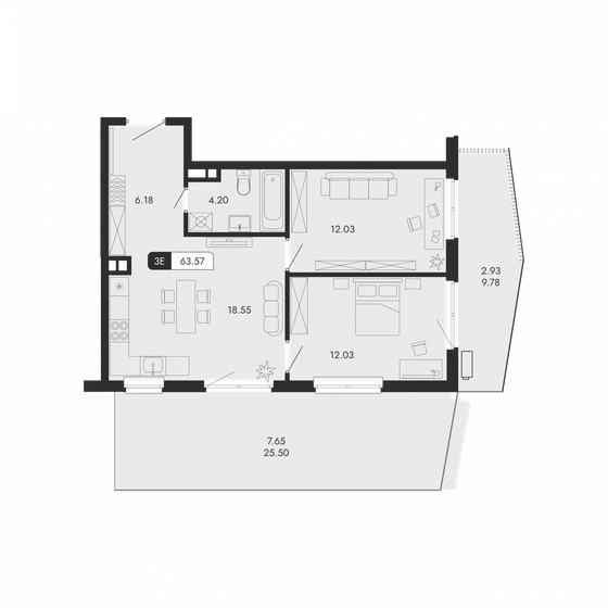 63,6 м², 3-комнатная квартира 16 438 907 ₽ - изображение 1