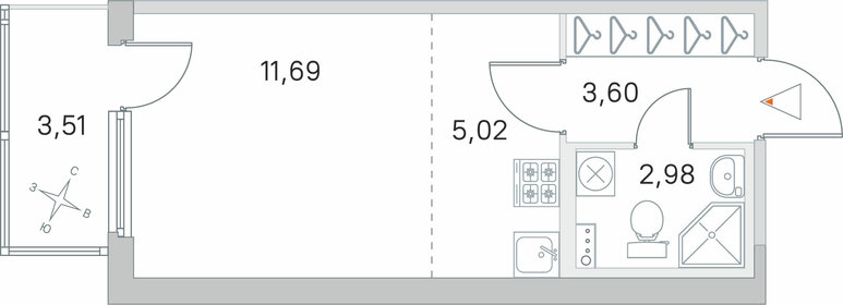 Квартира 24,3 м², студия - изображение 1