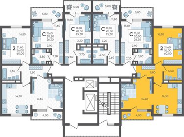 60 м², 2-комнатная квартира 15 930 000 ₽ - изображение 12