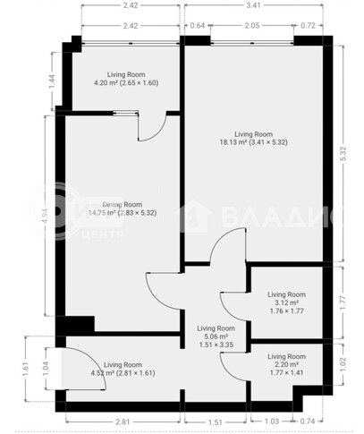 48,6 м², 1-комнатная квартира 3 750 000 ₽ - изображение 1