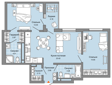 65,5 м², 3-комнатная квартира 5 400 000 ₽ - изображение 49