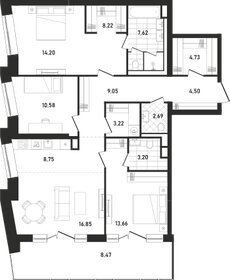 Квартира 115,7 м², 3-комнатная - изображение 1