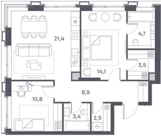 Квартира 69,3 м², 2-комнатная - изображение 1