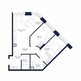 Квартира 73,1 м², 2-комнатная - изображение 1