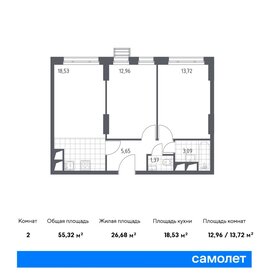 55 м², 2-комнатные апартаменты 12 000 000 ₽ - изображение 131