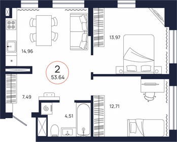 50,9 м², 2-комнатная квартира 7 500 000 ₽ - изображение 66