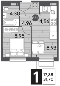 Квартира 31,7 м², 1-комнатная - изображение 1