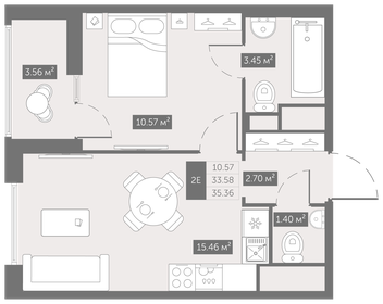 Квартира 35,4 м², 1-комнатная - изображение 1