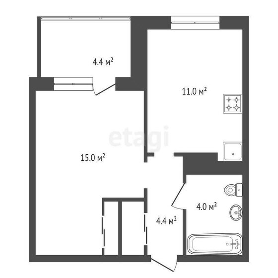 36,4 м², 1-комнатная квартира 5 100 000 ₽ - изображение 1