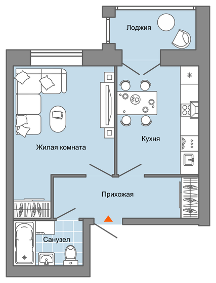 38 м², 1-комнатная квартира 4 811 670 ₽ - изображение 1