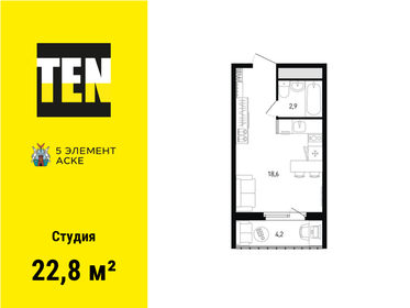 Квартира 22,8 м², студия - изображение 1