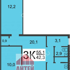 Квартира 55 м², 3-комнатная - изображение 1