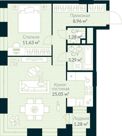 Квартира 50,9 м², 1-комнатная - изображение 1