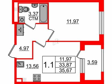 34,9 м², 1-комнатная квартира 7 650 280 ₽ - изображение 71