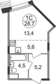 Квартира 28,7 м², студия - изображение 1