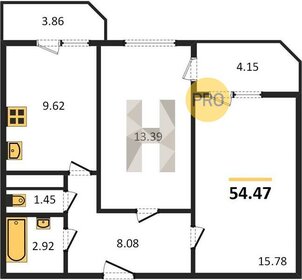 Квартира 54,5 м², 2-комнатная - изображение 1