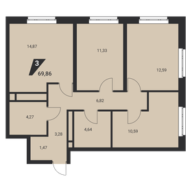 Квартира 69,9 м², 3-комнатная - изображение 2
