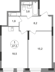 Квартира 47,3 м², 1-комнатная - изображение 1