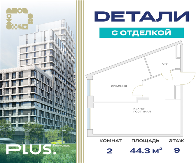 44,3 м², 2-комнатная квартира 9 783 566 ₽ - изображение 1