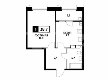 Квартира 38,7 м², 1-комнатная - изображение 1