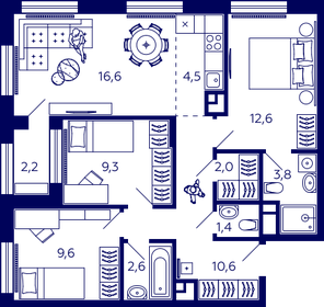 87 м², 3-комнатная квартира 12 130 402 ₽ - изображение 13