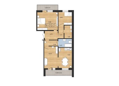 Квартира 75,6 м², 3-комнатная - изображение 1