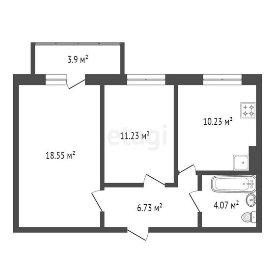 52 м², 2-комнатная квартира 5 410 000 ₽ - изображение 1